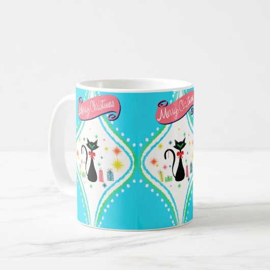 Mug Joyeux Noël Retro Chat Siamese (Devant gauche)