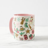 Mug Joyeux Noël Retro Doodles d'hiver (Devant gauche)