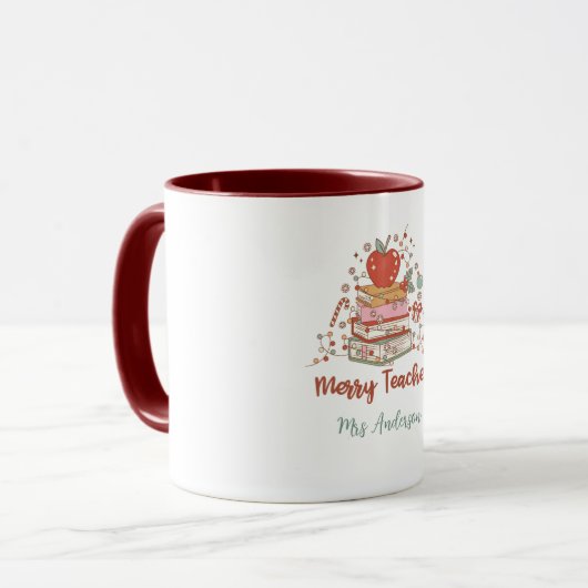 Mug Joyeux Noël rétro enseignant (Devant gauche)