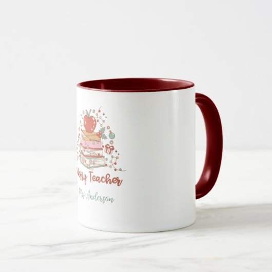 Mug Joyeux Noël rétro enseignant (Devant droit)