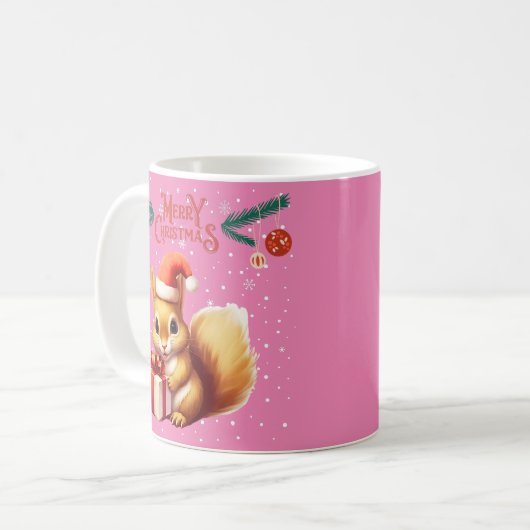 Mug Joyeux Noël rose - Chipmunk (Devant gauche)