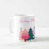Mug joyeux noël rose noël arbres boue (Devant gauche)