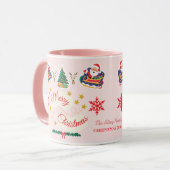 Mug Joyeux Noël rose personnalisé Père Noël Sleigh (Devant gauche)