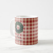 Mug Joyeux Noël Rouge En vichy Plaid Wreath (Devant gauche)