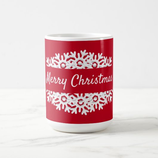 Mug Joyeux Noël rouge et blanc flocon (Centre)