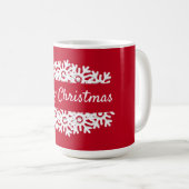 Mug Joyeux Noël rouge et blanc flocon (Devant droit)