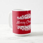 Mug Joyeux Noël rouge et blanc flocon (Devant gauche)