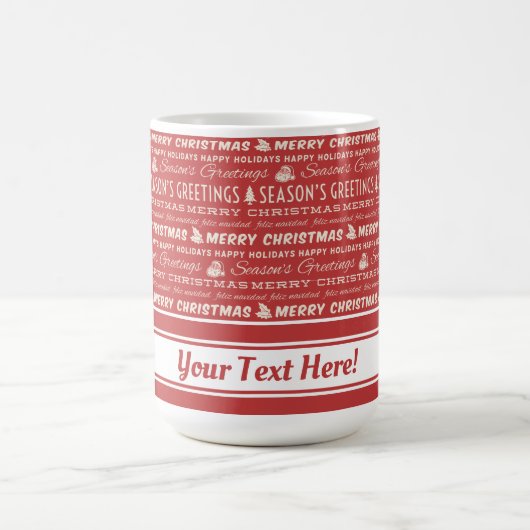 Mug Joyeux Noël rouge et blanc Typographie rétro (Centre)
