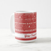 Mug Joyeux Noël rouge et blanc Typographie rétro (Devant gauche)