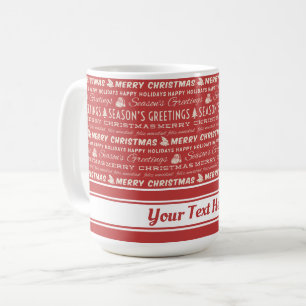 Mug Joyeux Noël rouge et blanc Typographie rétro