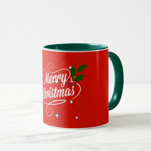 Mug Joyeux Noël rouge et vert, (Devant droit)