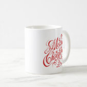 Mug Joyeux Noël Rouge fantaisie Cursive Typographie (Devant droit)