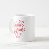 Mug Joyeux Noël Rouge fantaisie Cursive Typographie (Devant gauche)