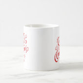 Mug Joyeux Noël Rouge fantaisie Cursive Typographie (Centre)
