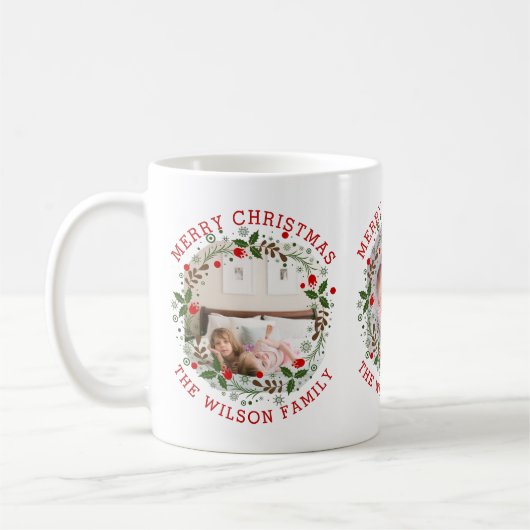 Mug Joyeux Noël rouge, fêtes à fleurs (Gauche)