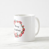 Mug Joyeux Noël Rouge Floral Aquarelle Wreath (Devant droit)