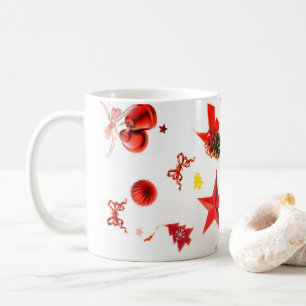 Mug Joyeux Noël rouge mélangé ornements