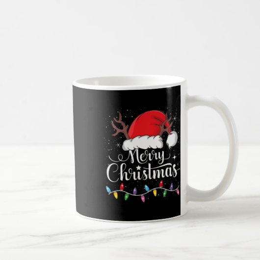 Mug Joyeux Noël Rouge Père Noël Chapeau Reindeer Famil (Droite)
