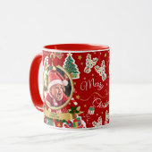 Mug Joyeux Noël Rouge personnalisé HO! HO! HO! HO! (Devant gauche)
