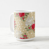 Mug Joyeux Noël Rouge Poinsettia (Devant gauche)