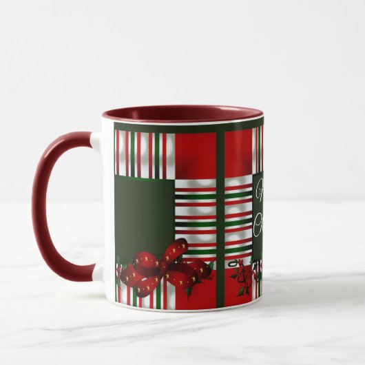 Mug Joyeux Noël Rouge Vert Plaid (Gauche)