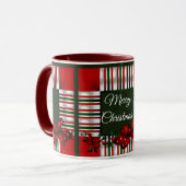 Mug Joyeux Noël Rouge Vert Plaid (Devant gauche)