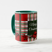 Mug Joyeux Noël Rouge Vert Plaid (Devant gauche)
