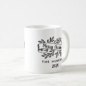 Mug Joyeux Noël Rustique Ruban Nom de famille (Devant droit)
