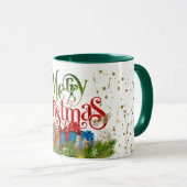 Mug Joyeux Noël, salutations de vacances colorées, (Devant droit)