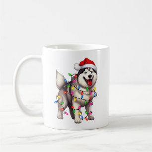 Mug Joyeux Noël Sibérien Husky avec Santa Hat