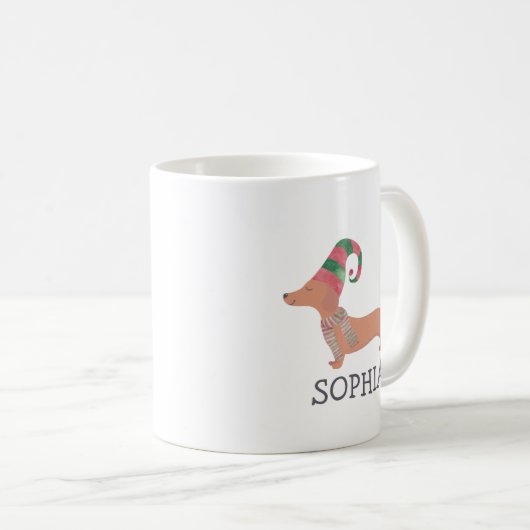Mug Joyeux Noël Simple mignon chien Dachshund (Devant droit)