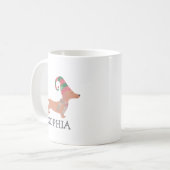 Mug Joyeux Noël Simple mignon chien Dachshund (Devant gauche)