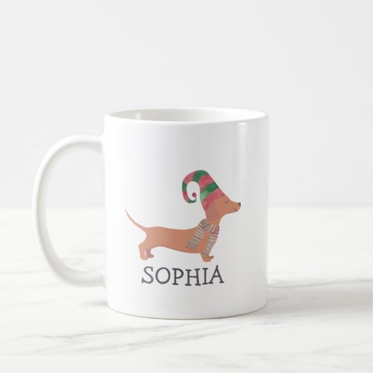 Mug Joyeux Noël Simple mignon chien Dachshund (Gauche)