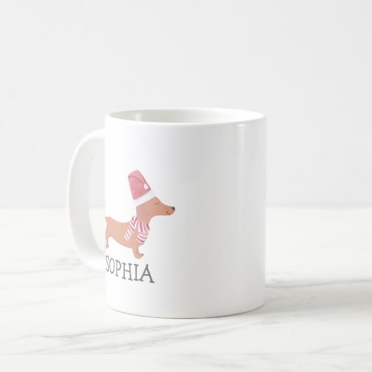 Mug Joyeux Noël Simple moderne Dachshund Chien (Devant gauche)