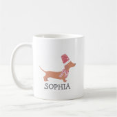 Mug Joyeux Noël Simple moderne Dachshund Chien (Gauche)