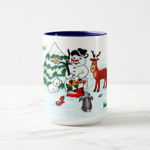 Mug Joyeux Noël ! Snowman avec amis