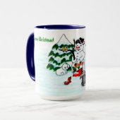 Mug Joyeux Noël ! Snowman avec amis (Devant gauche)