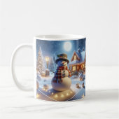 Mug Joyeux Noël Snowman Snowclat Tree Xmas Village (Gauche)
