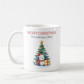 Mug Joyeux Noël Snowman Tree vacances personnalisées (Gauche)
