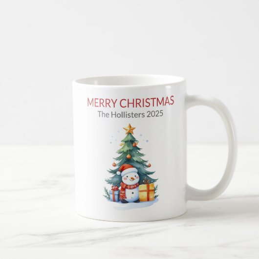 Mug Joyeux Noël Snowman Tree vacances personnalisées (Droite)