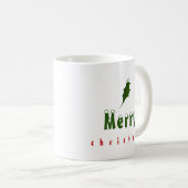 Mug "Joyeux Noël" Snowy Holly Leaf Rouge & Vert (Devant droit)