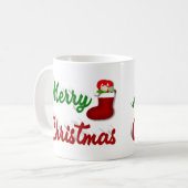 Mug Joyeux Noël Stocker rouge vert demi-script (Devant gauche)