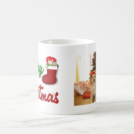 Mug Joyeux Noël Stocker rouge vert script photo (Centre)