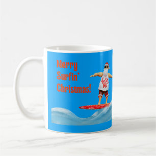 Mug Joyeux Noël Surfin Père Noël à bord