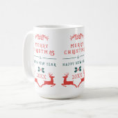Mug Joyeux Noël Texte Design et rennes (Devant gauche)