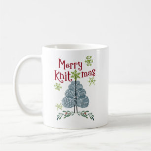Mug Joyeux Noël Tricotmas Laine Arbre et Flocons de Ne