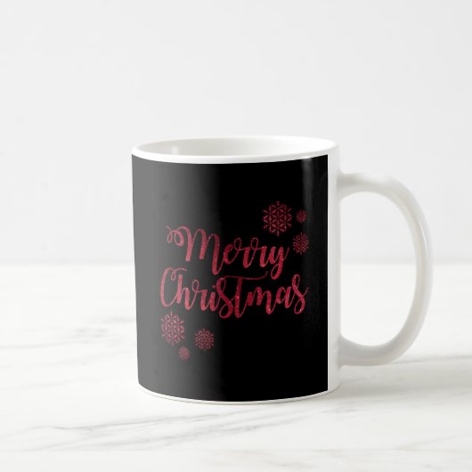 Mug Joyeux Noël Typographie de flocon de neige noir et (Droite)
