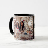 Mug Joyeux Noël Typographie Famille 5 Photo Collage (Devant gauche)