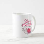 Mug Joyeux Noël Typographie moderne & Bouquet (Devant droit)