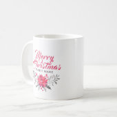 Mug Joyeux Noël Typographie moderne & Bouquet (Devant gauche)